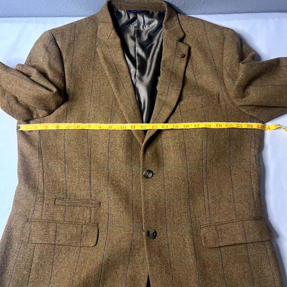 Alan Flusser Mens Brown Suit Jacket Blazer Large Wool Professor Single Breast - Picture 12 of 16